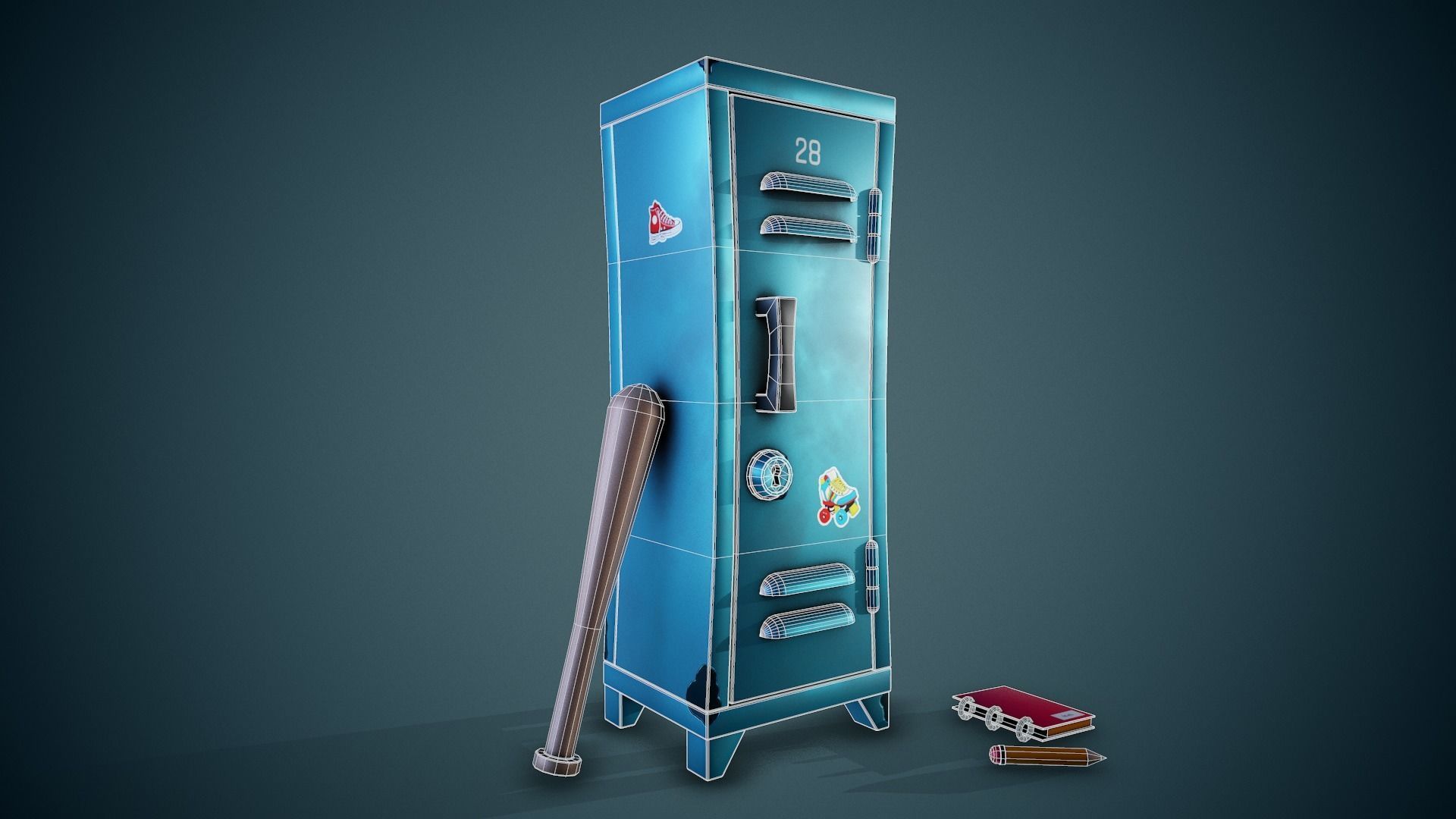 Stylized Locker - Tutorial Included Low-poly 3D model_3