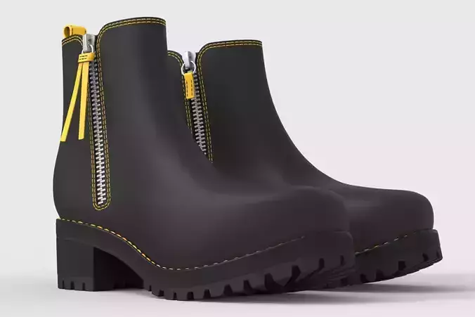 Black and Yellow boots for woman 3D model