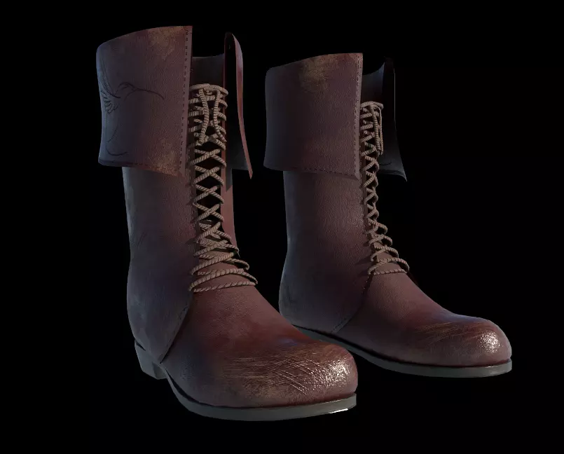Oldstyle worn boots with lacet 3D model_0