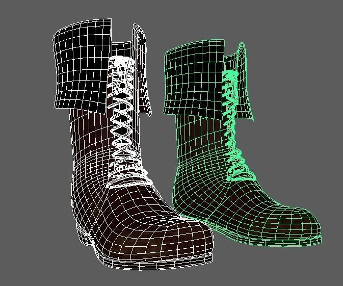 Oldstyle worn boots with lacet 3D model_3
