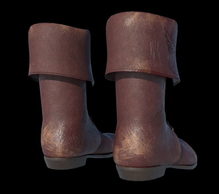 Oldstyle worn boots with lacet 3D model_1