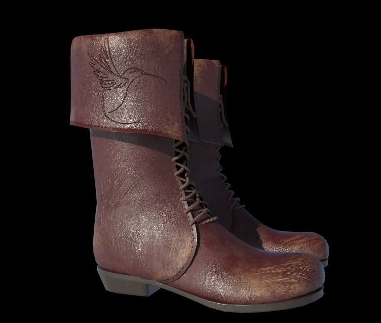 Oldstyle worn boots with lacet 3D model_2