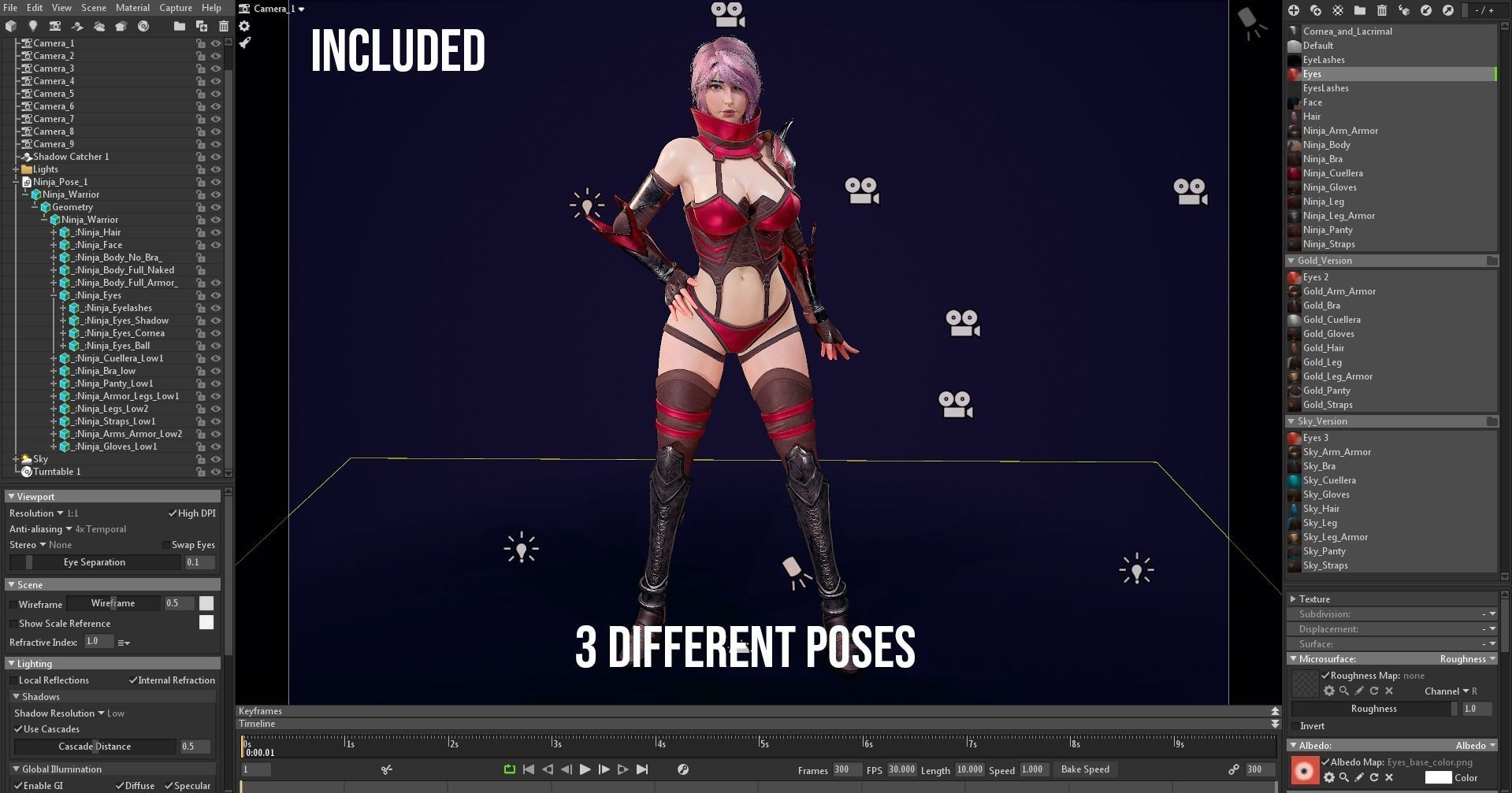 Warrior Ninja  - Unreal Game Ready Model Low-poly 3D model_41