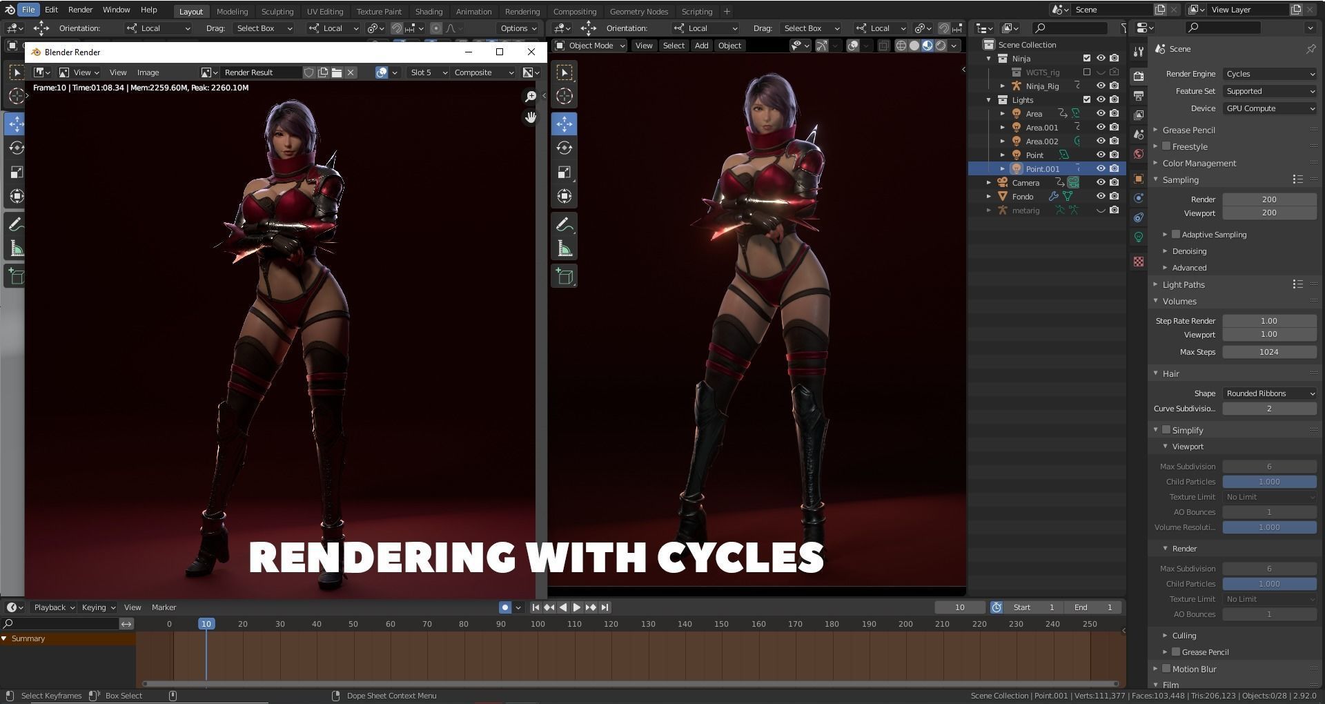 Warrior Ninja  - Unreal Game Ready Model Low-poly 3D model_12