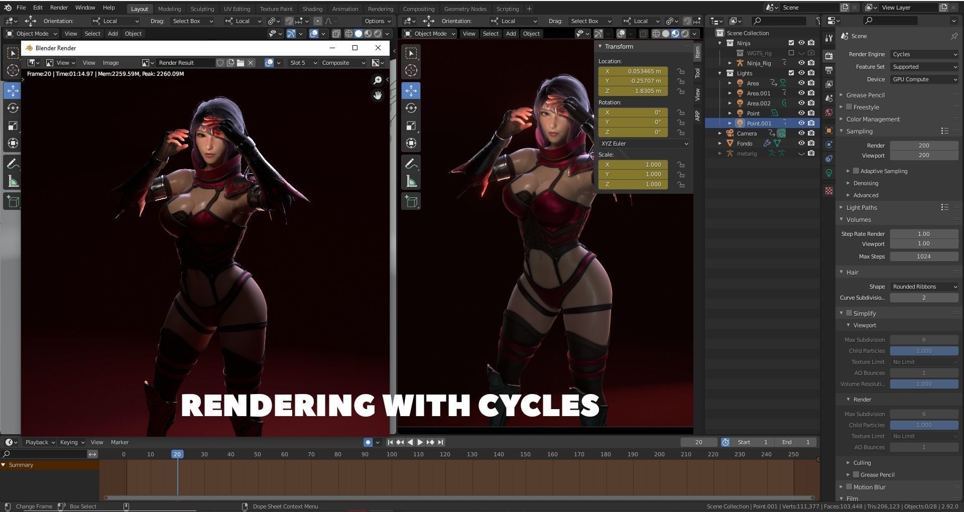 Warrior Ninja  - Unreal Game Ready Model Low-poly 3D model_11