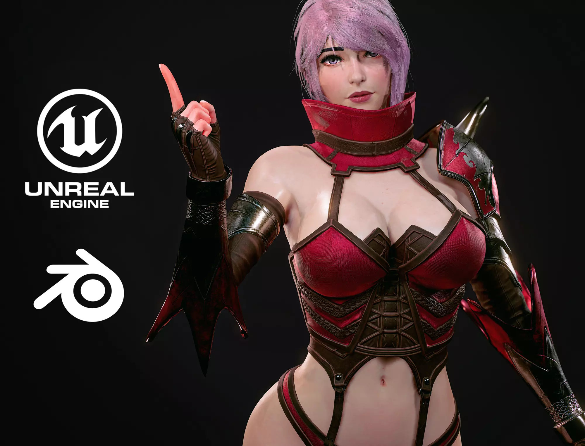 Warrior Ninja  - Unreal Game Ready Model Low-poly 3D model_0