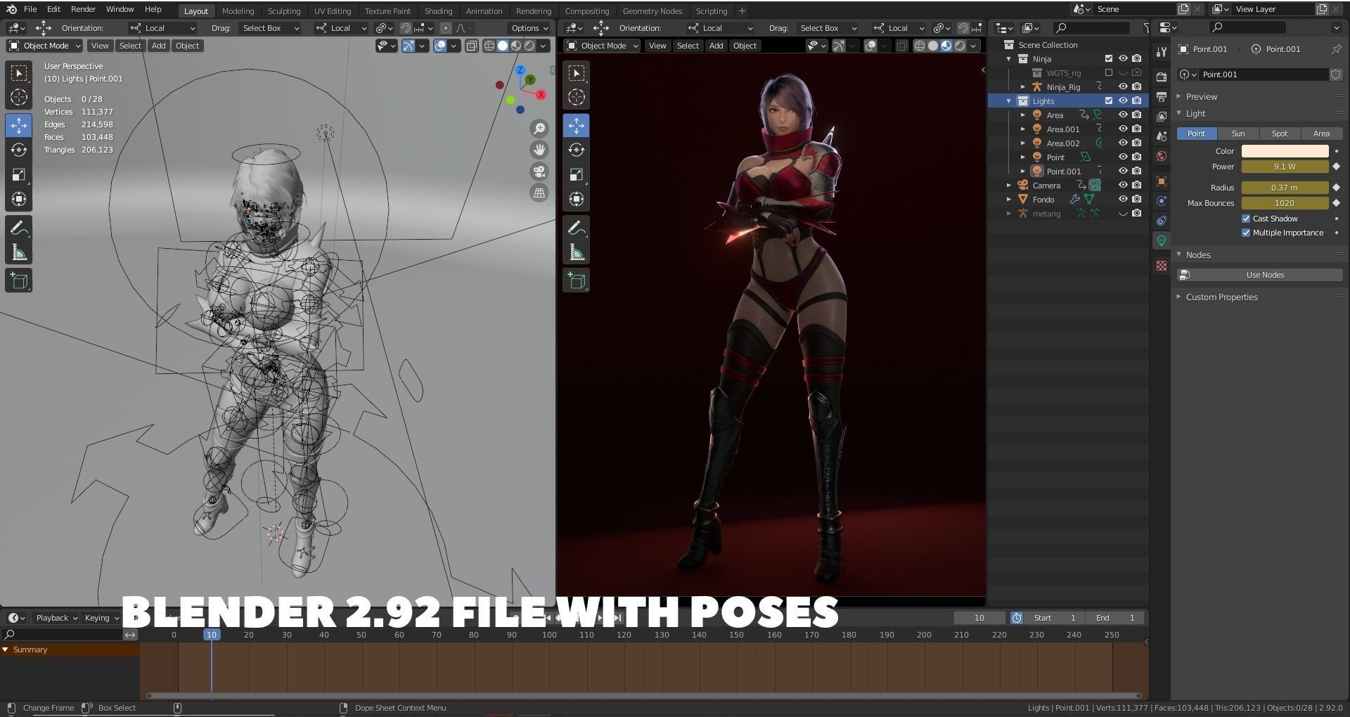 Warrior Ninja  - Unreal Game Ready Model Low-poly 3D model_10