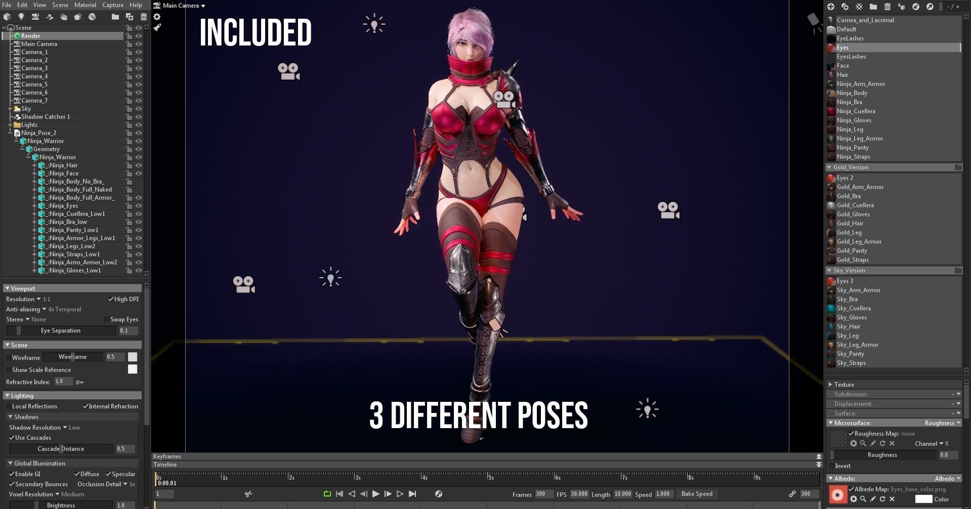 Warrior Ninja  - Unreal Game Ready Model Low-poly 3D model_42