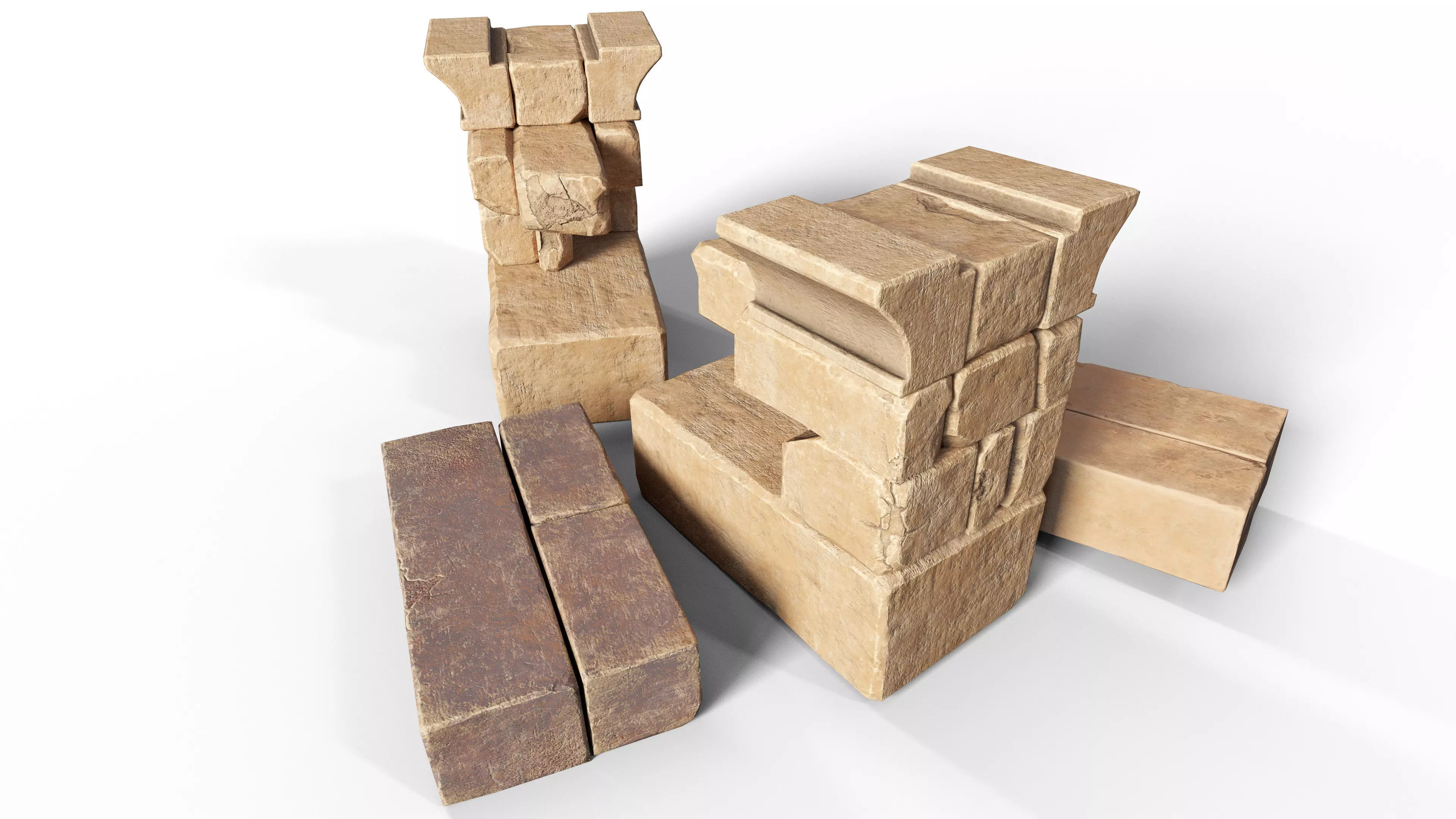Ancient Sandstone Bricks Low-poly 3D model_0
