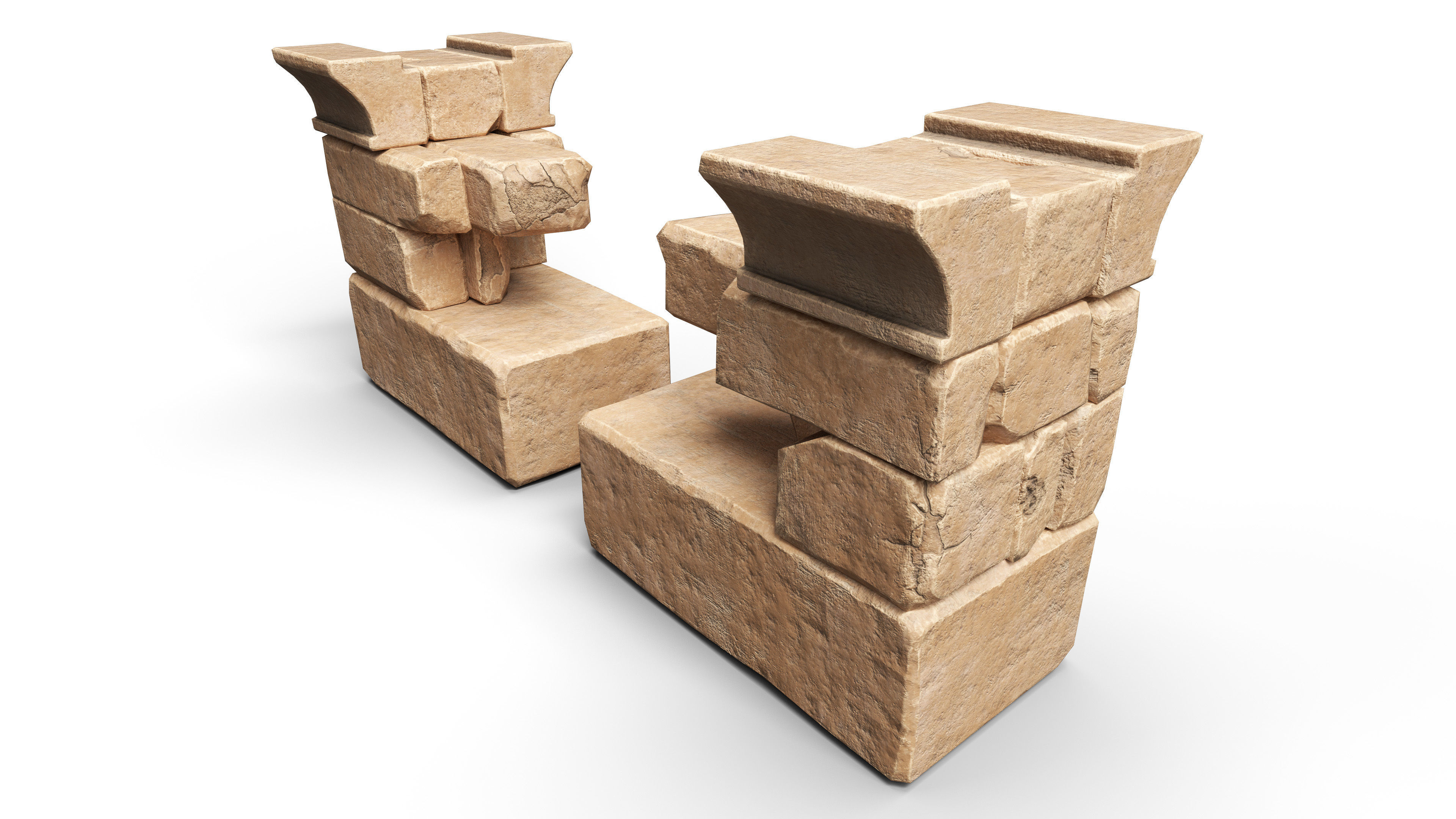 Ancient Sandstone Bricks Low-poly 3D model_2