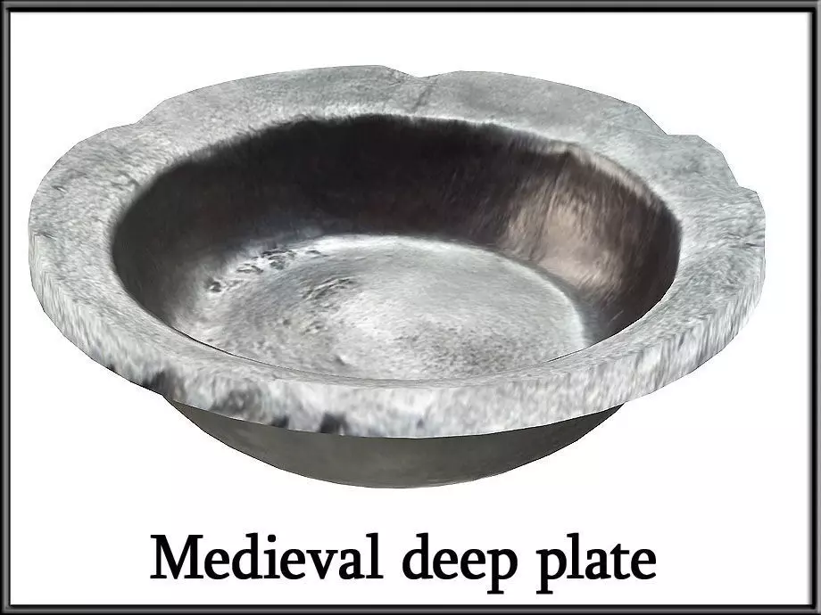 Medieval deep plate Low-poly 3D model_0