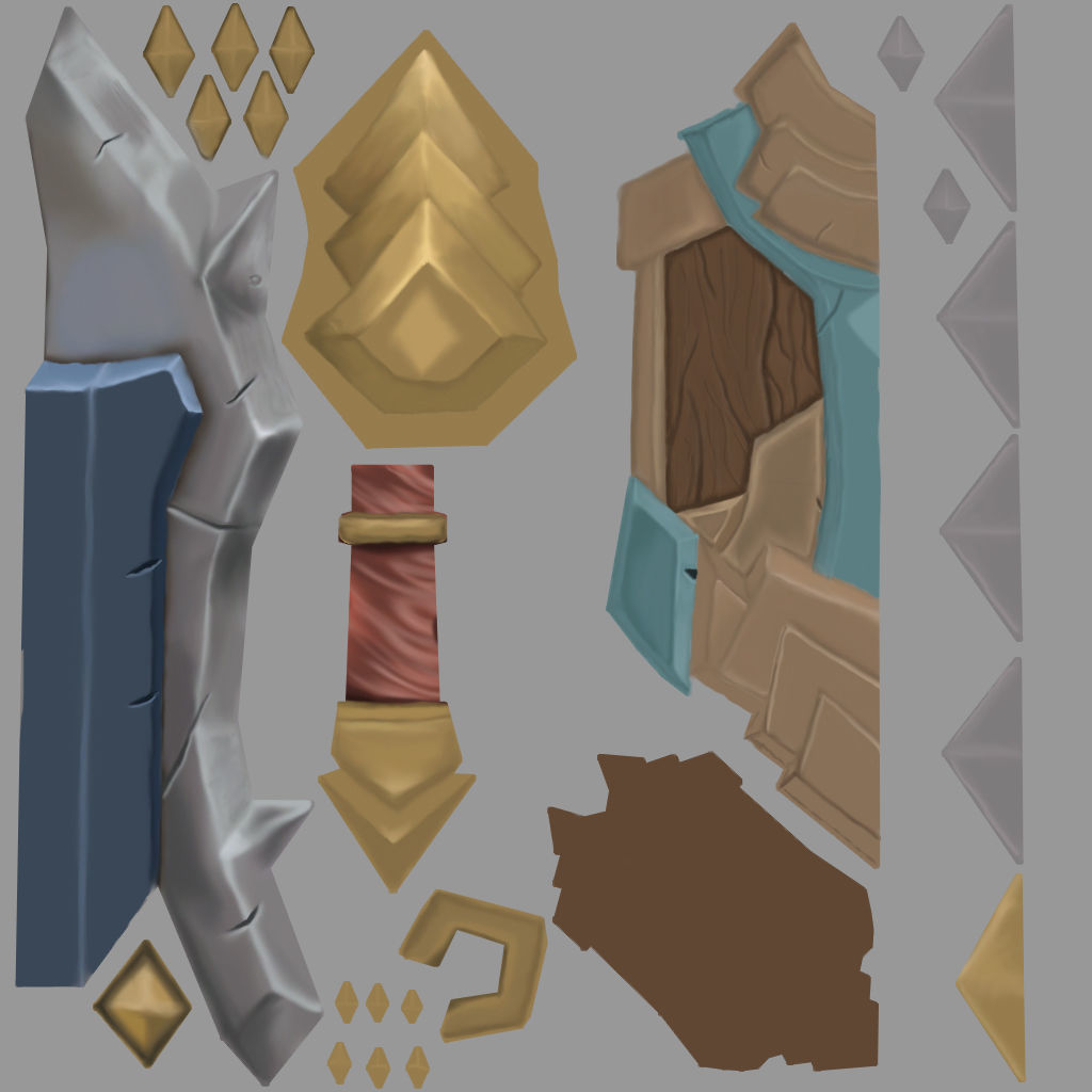 Hand Painted Low Poly Sword Shield Low-poly 3D model_4