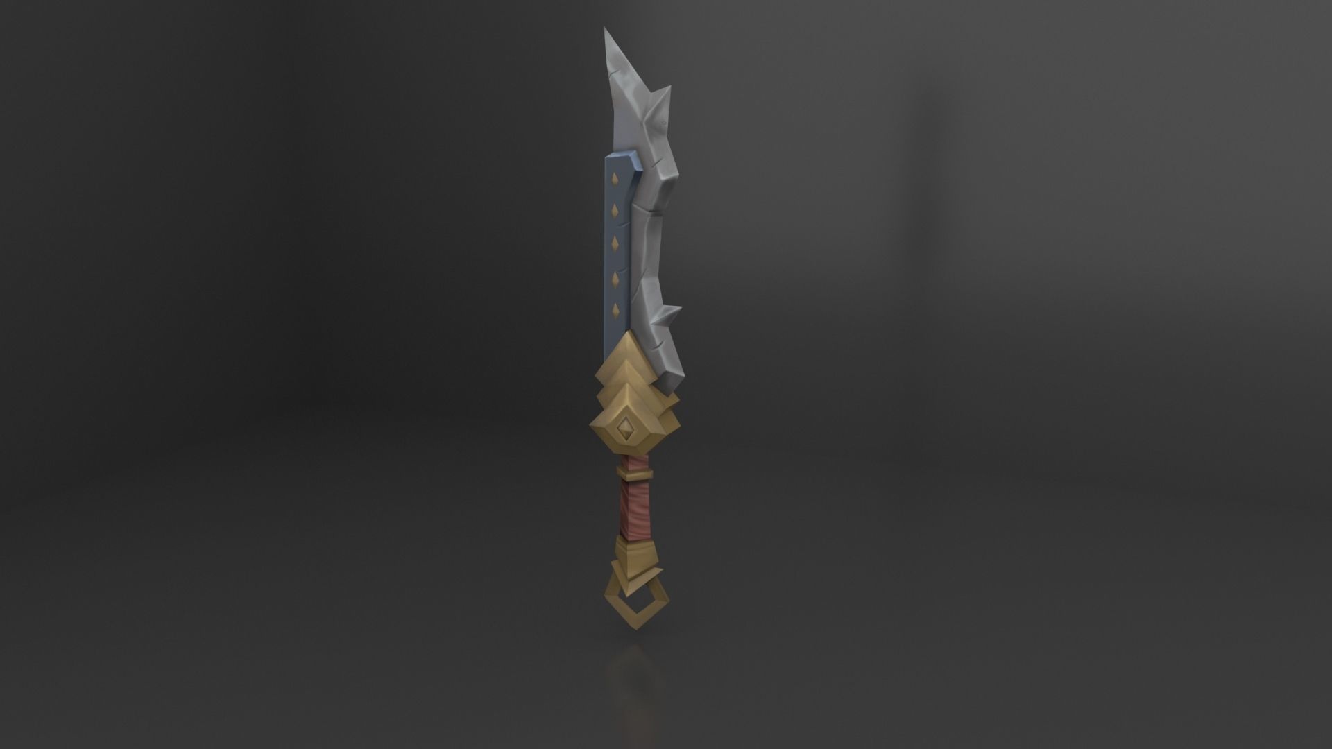 Hand Painted Low Poly Sword Shield Low-poly 3D model_5