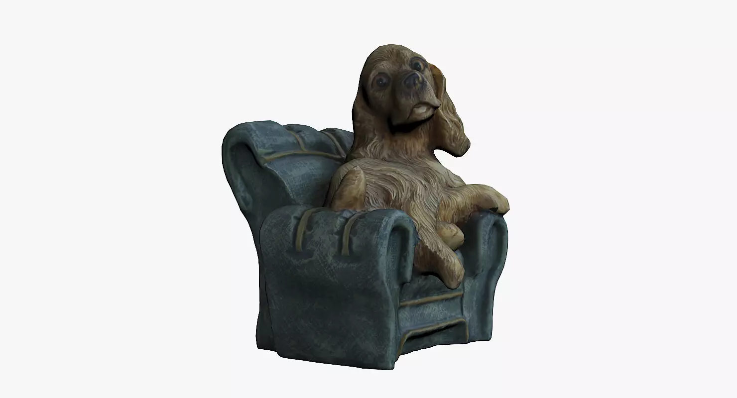 Cute Dog Statue Low-poly 3D model_0