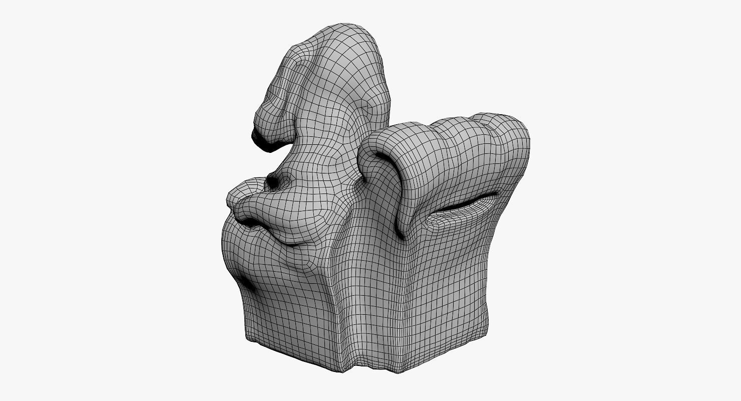 Cute Dog Statue Low-poly 3D model_11