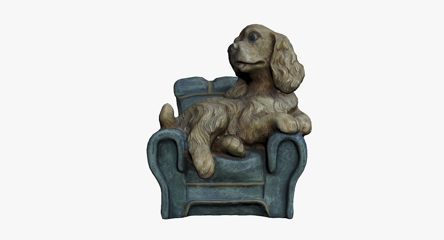 Cute Dog Statue Low-poly 3D model_3