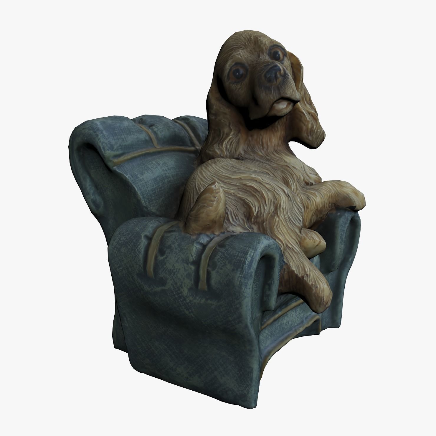 Cute Dog Statue Low-poly 3D model_2
