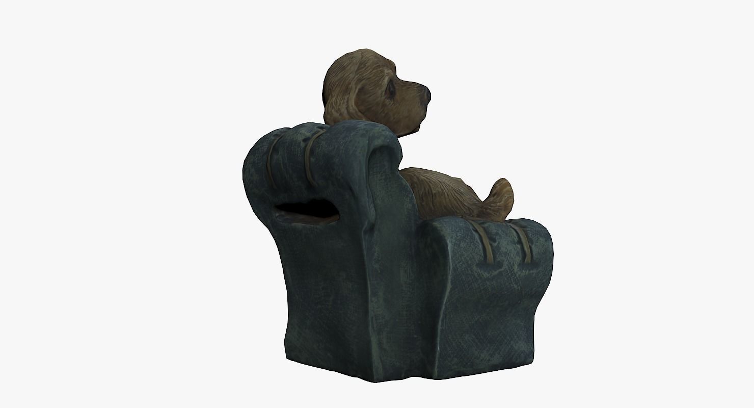 Cute Dog Statue Low-poly 3D model_6