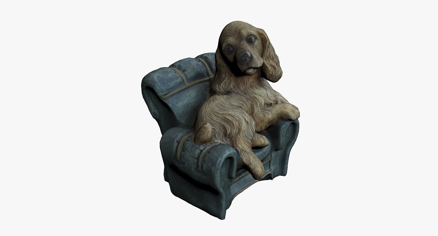 Cute Dog Statue Low-poly 3D model_7