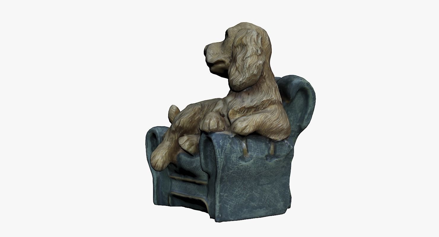 Cute Dog Statue Low-poly 3D model_4