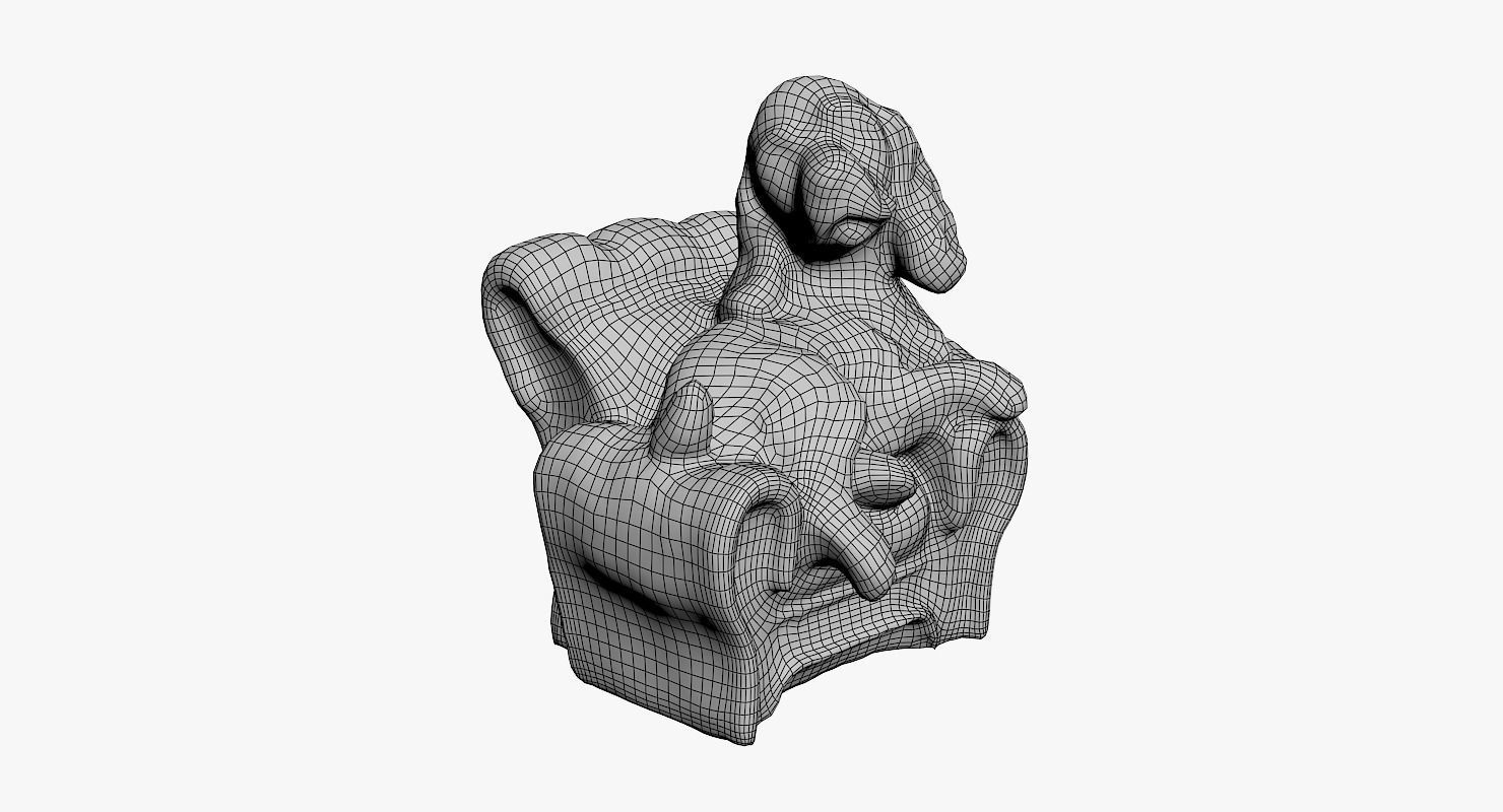 Cute Dog Statue Low-poly 3D model_10