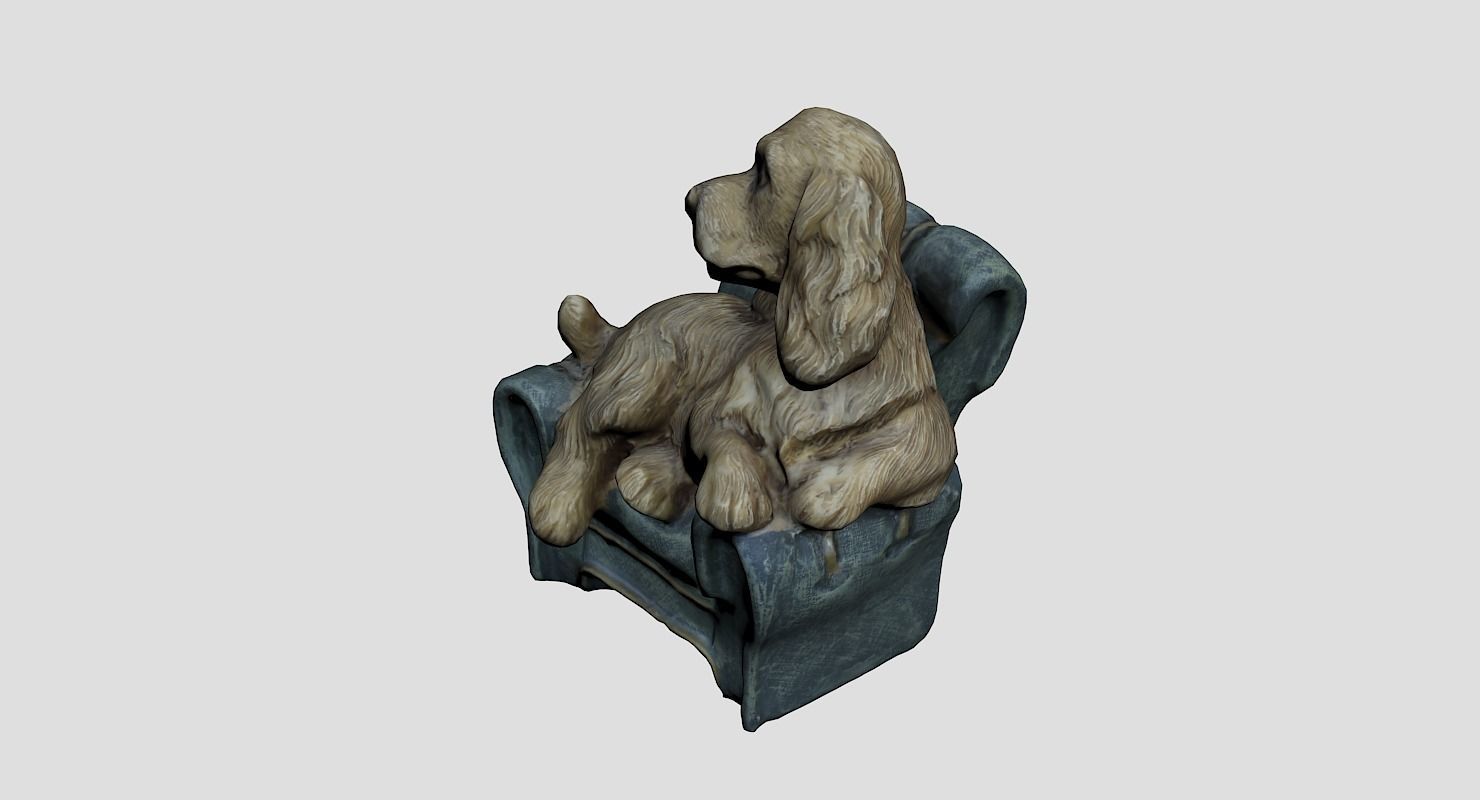 Cute Dog Statue Low-poly 3D model_8