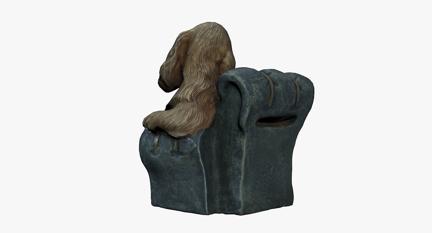 Cute Dog Statue Low-poly 3D model_5