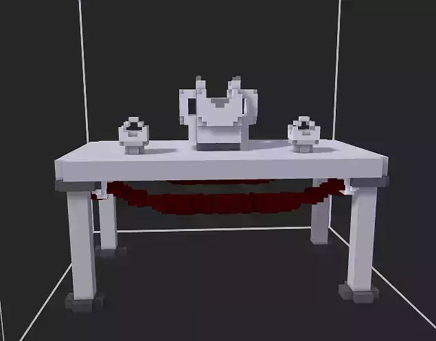  Table with vase for museum and decor Low-poly 3D model