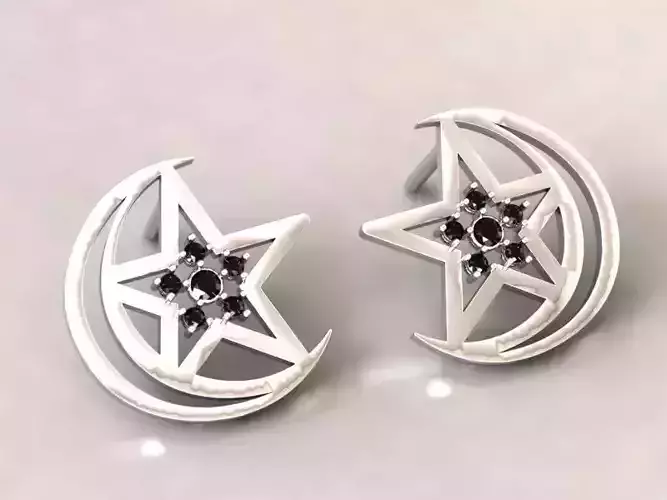 Triple Moon Goddess Earrings 3D print model