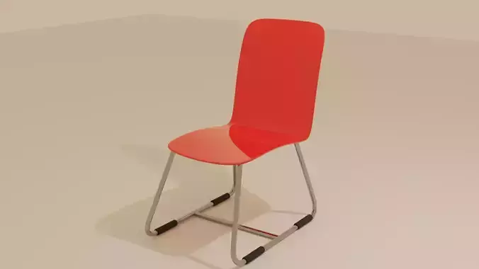 Low Poly 3D Red Chair Model 