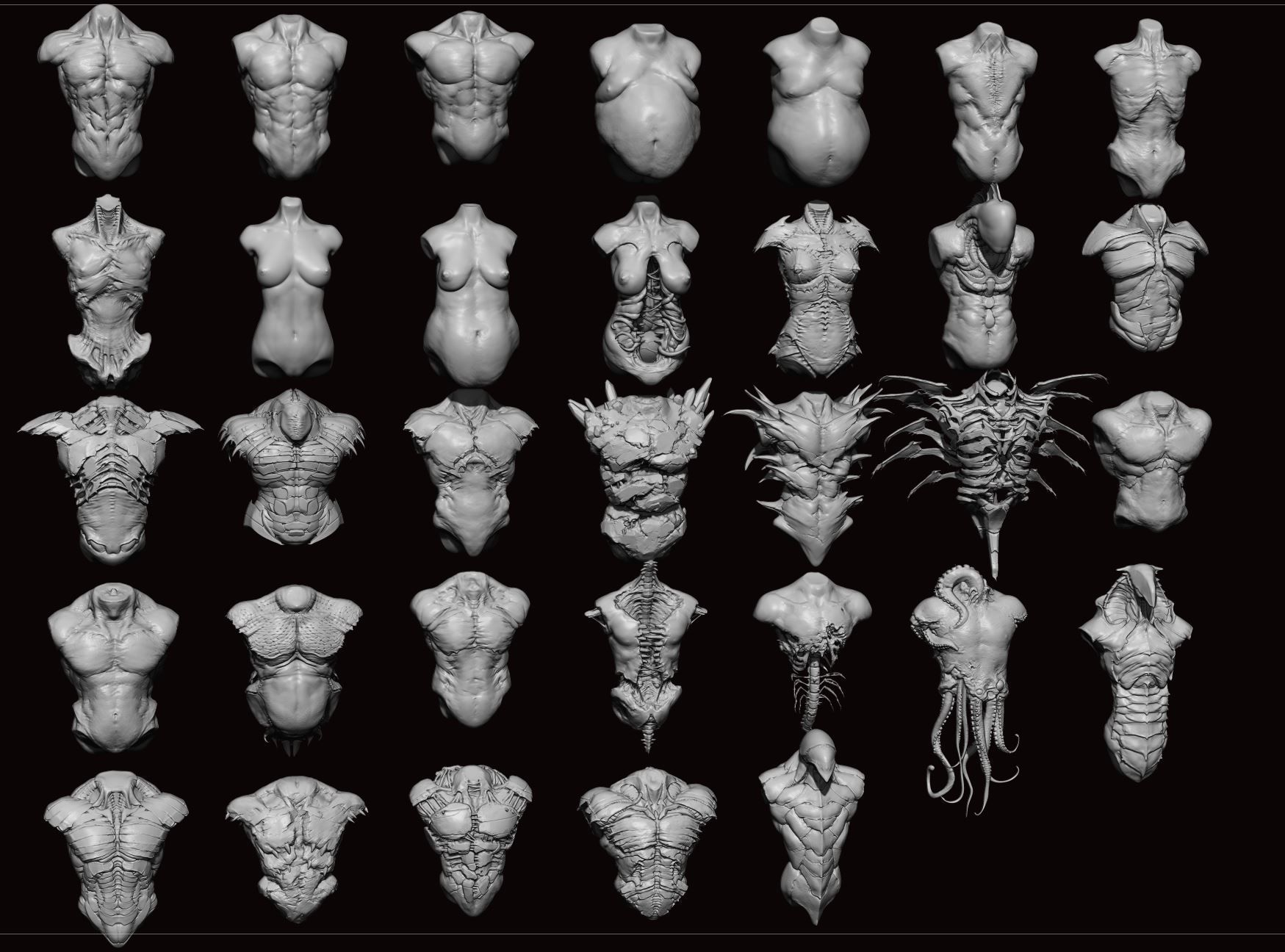 TORSOS - 33 Character and Creature Insert meshes and OBJs 3D model_35