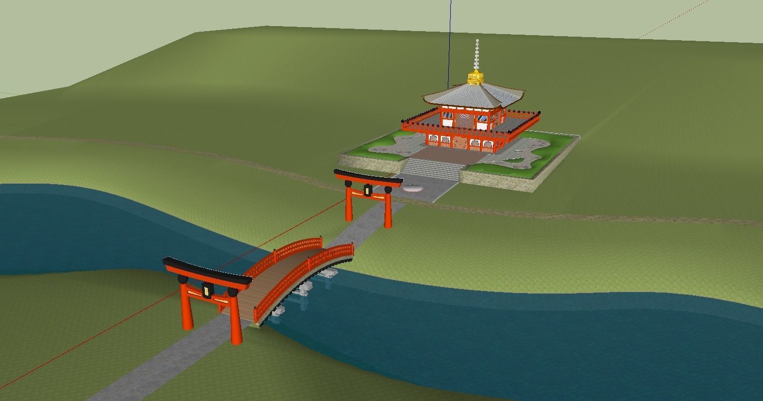 Japanese Temple Set 3D model_1