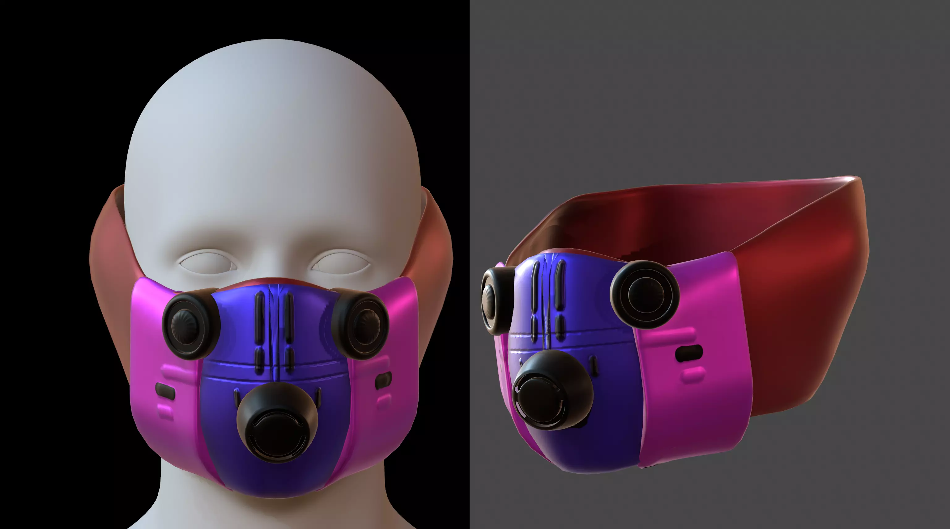 Gas mask helmet 3d model scifi Low-poly Low-poly 3D model