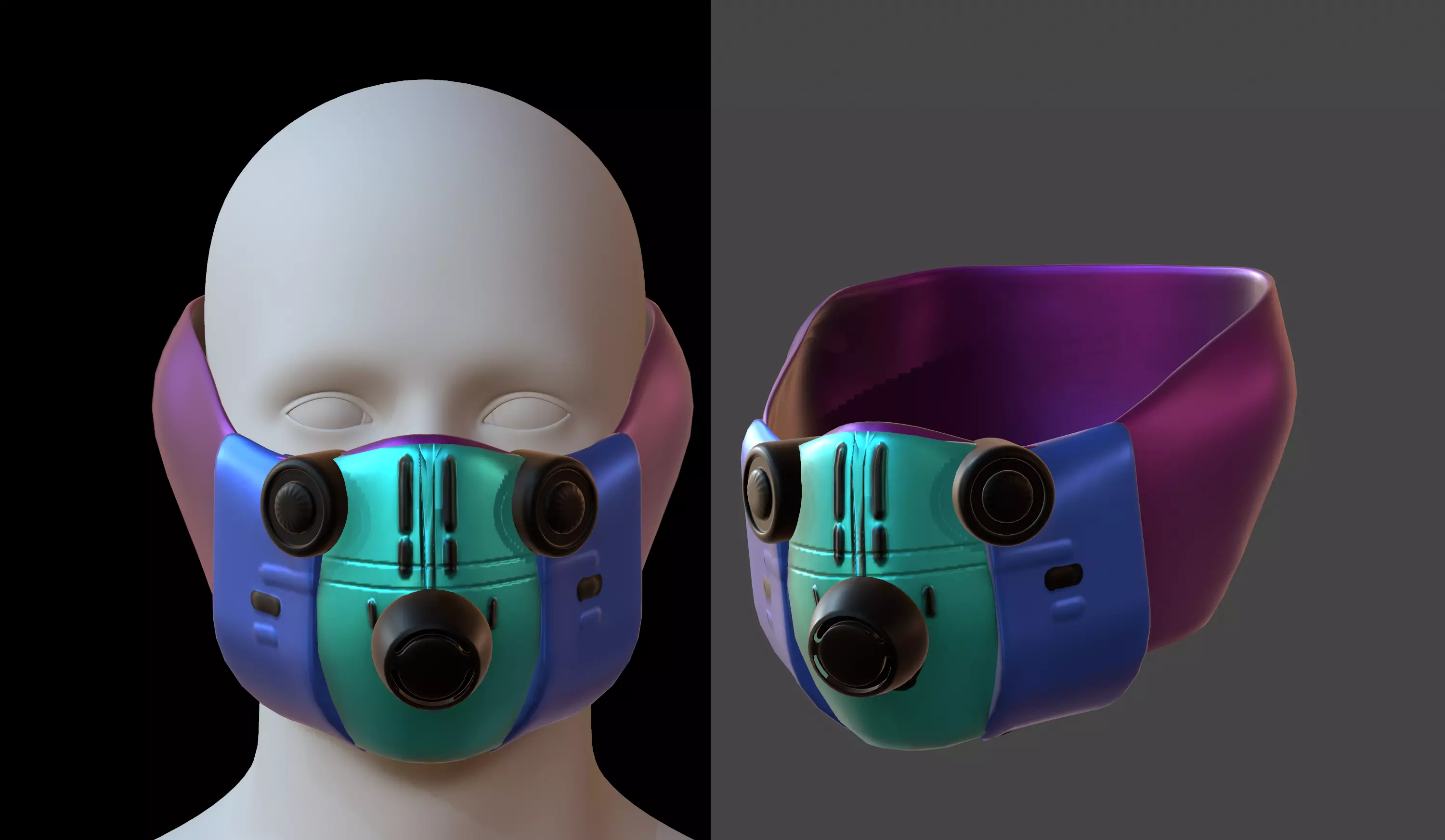 Gas mask helmet 3d model scifi Low-poly Low-poly 3D model