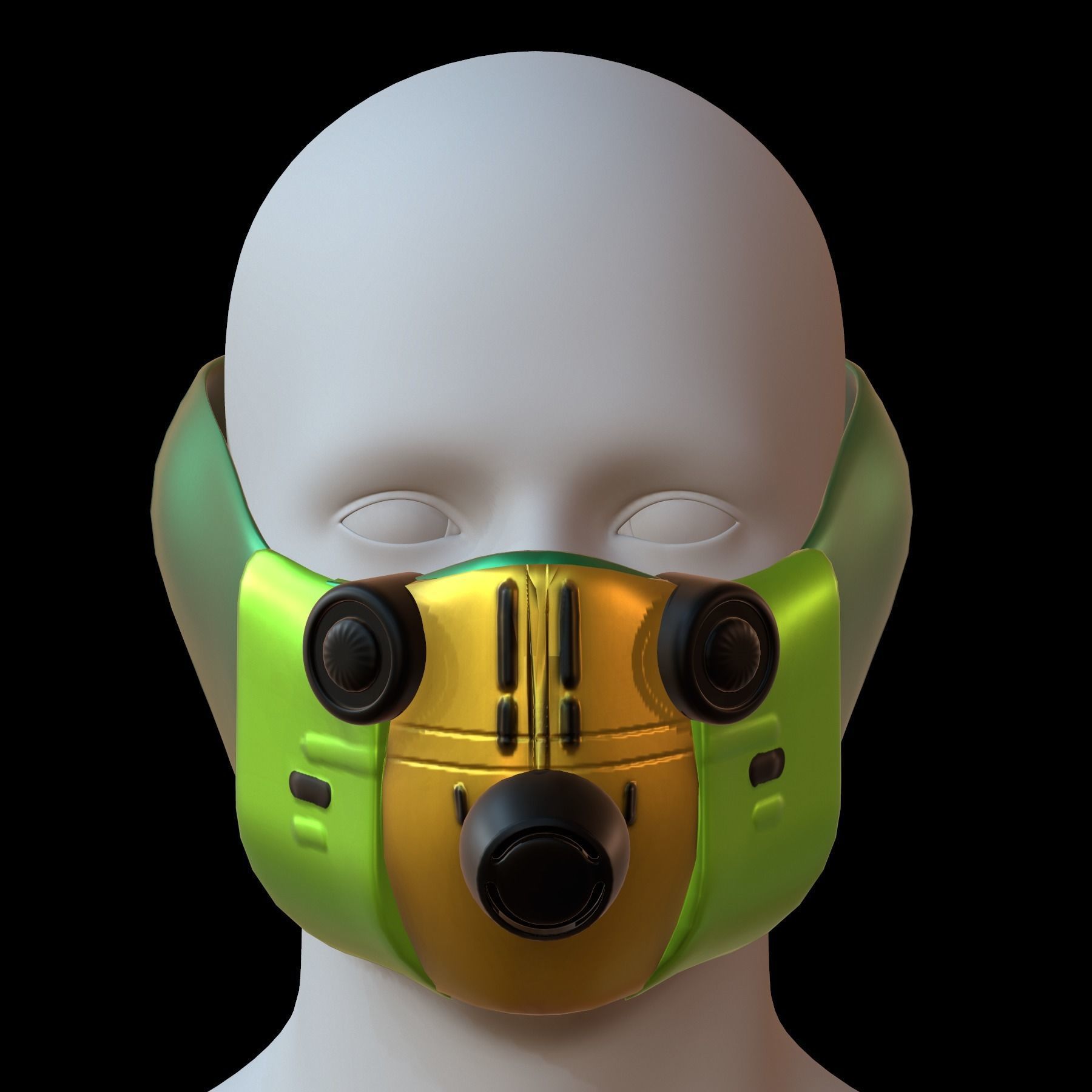 Gas mask helmet 3d model scifi Low-poly  Low-poly 3D model_1
