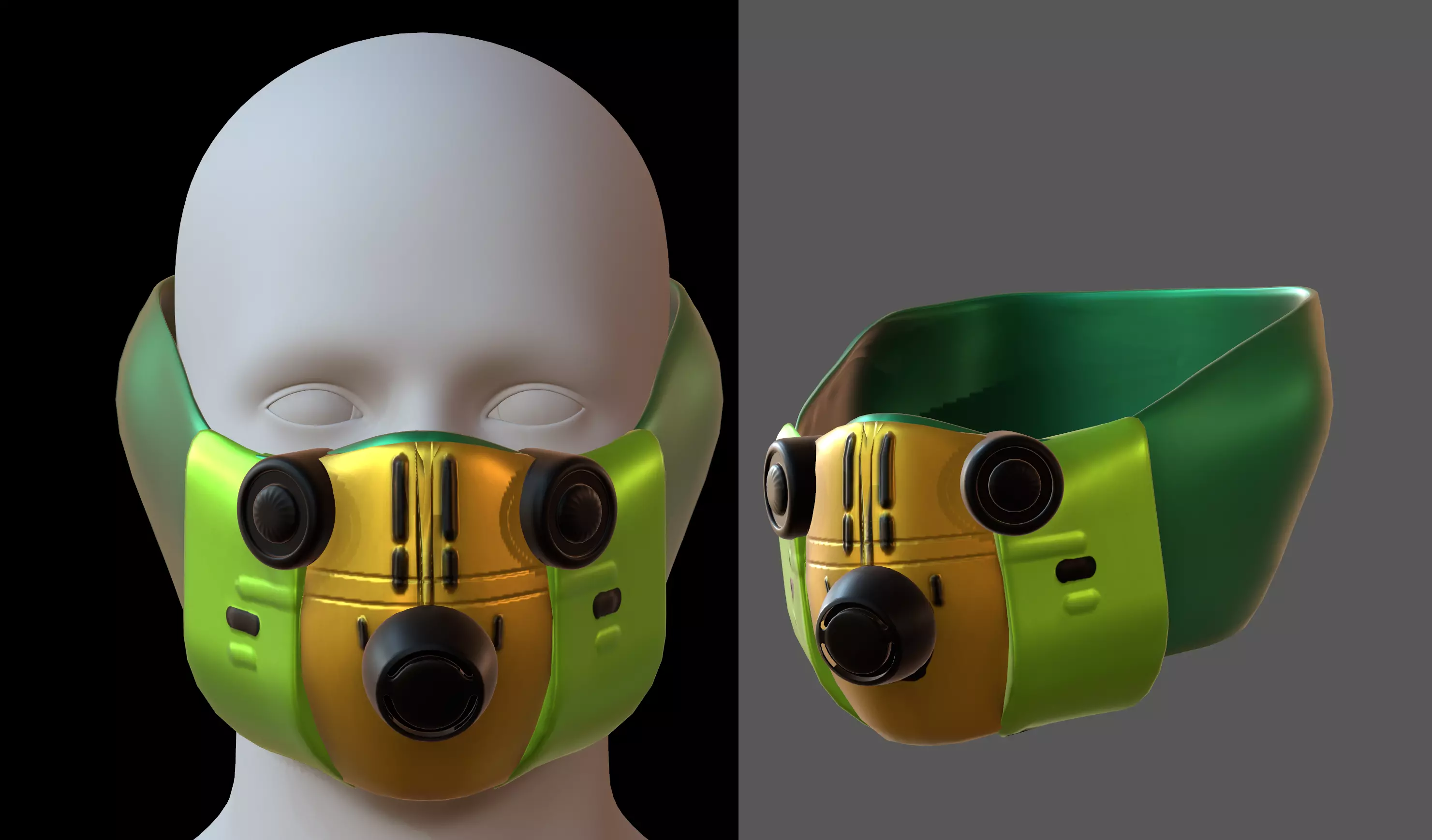 Gas mask helmet 3d model scifi Low-poly  Low-poly 3D model_0