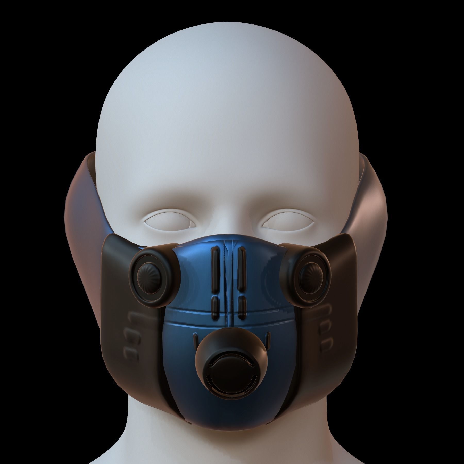 Gas mask helmet 3d model scifi Low-poly Low-poly 3D model_1