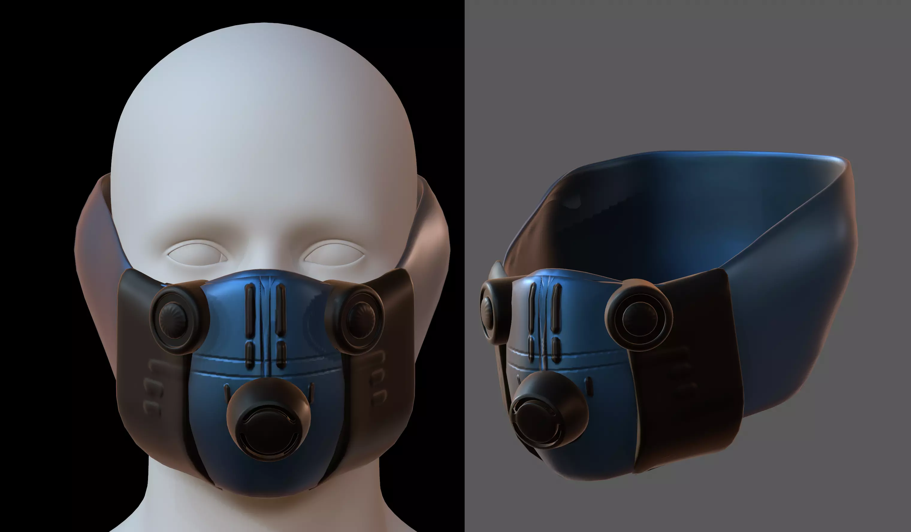 Gas mask helmet 3d model scifi Low-poly Low-poly 3D model_0