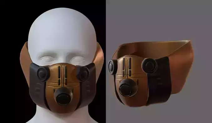 Gas mask helmet 3d model scifi Low-poly 