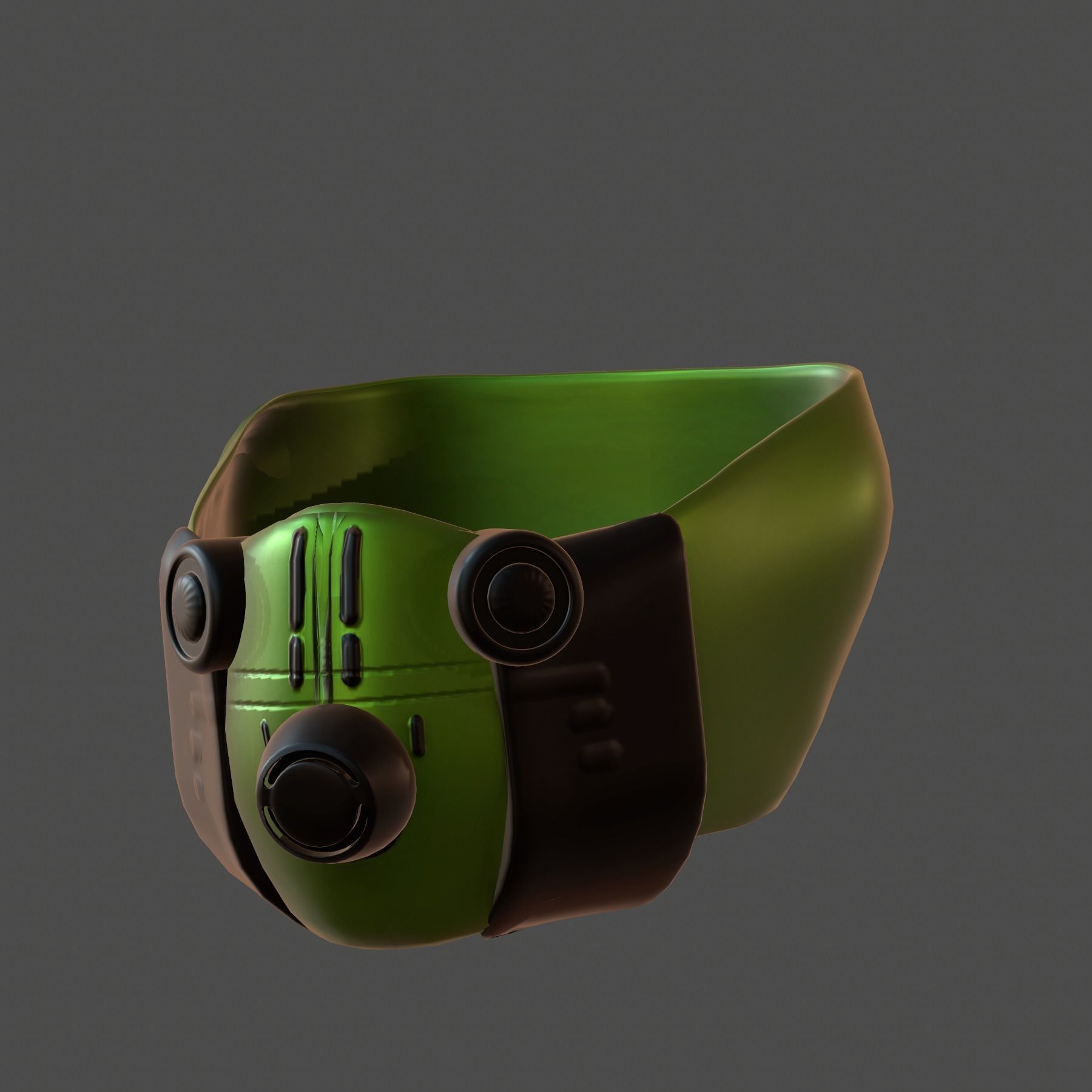 Gas mask helmet 3d model scifi Low-poly Low-poly 3D model_3