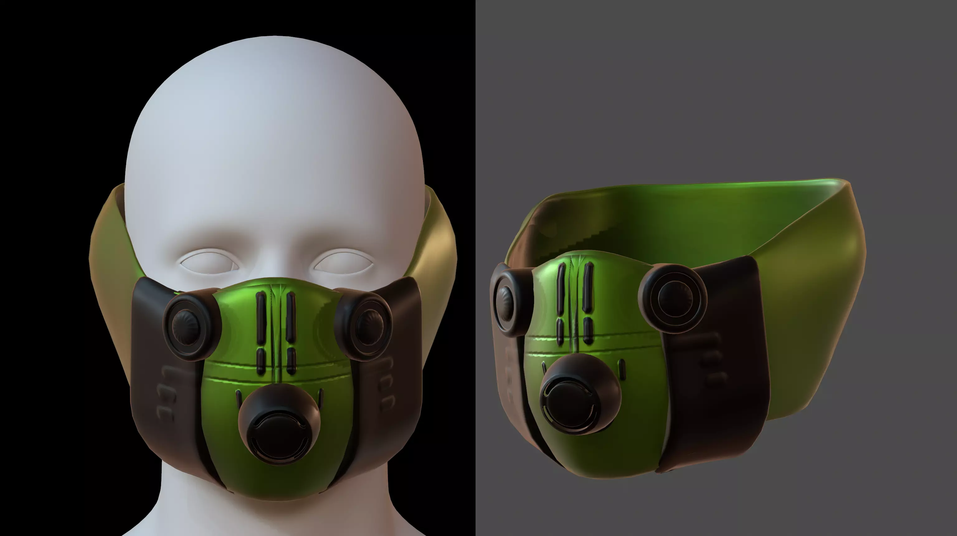 Gas mask helmet 3d model scifi Low-poly Low-poly 3D model_0