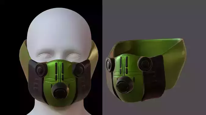 Gas mask helmet 3d model scifi Low-poly 