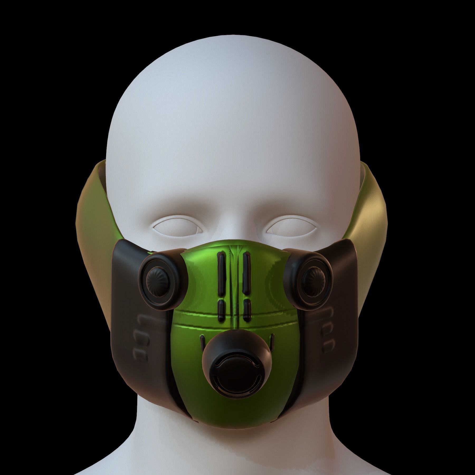 Gas mask helmet 3d model scifi Low-poly Low-poly 3D model_1