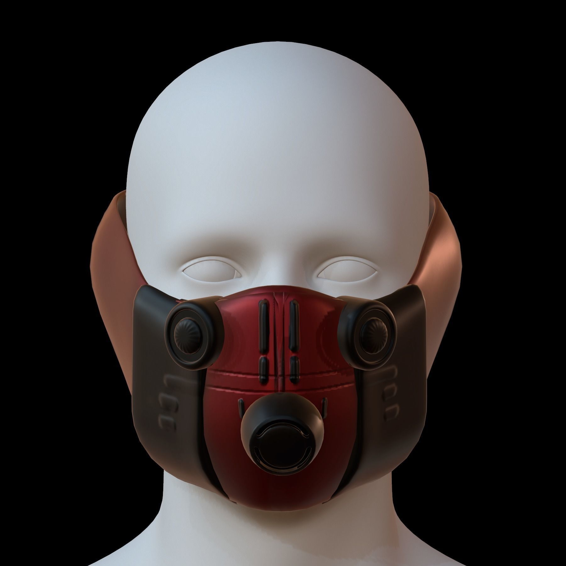 Gas mask helmet 3d model scifi Low-poly Low-poly 3D model_1
