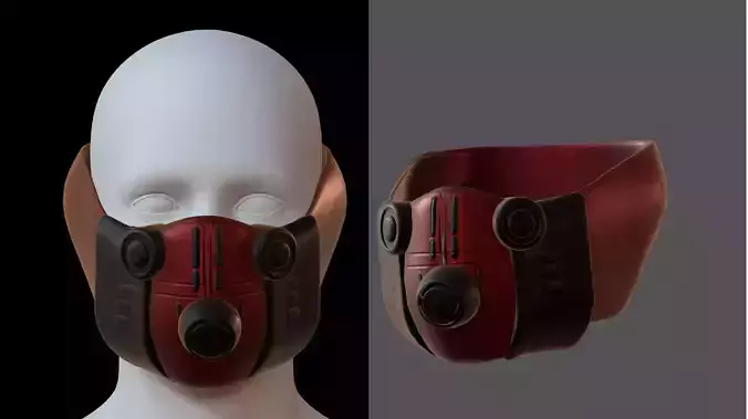 Gas mask helmet 3d model scifi Low-poly 