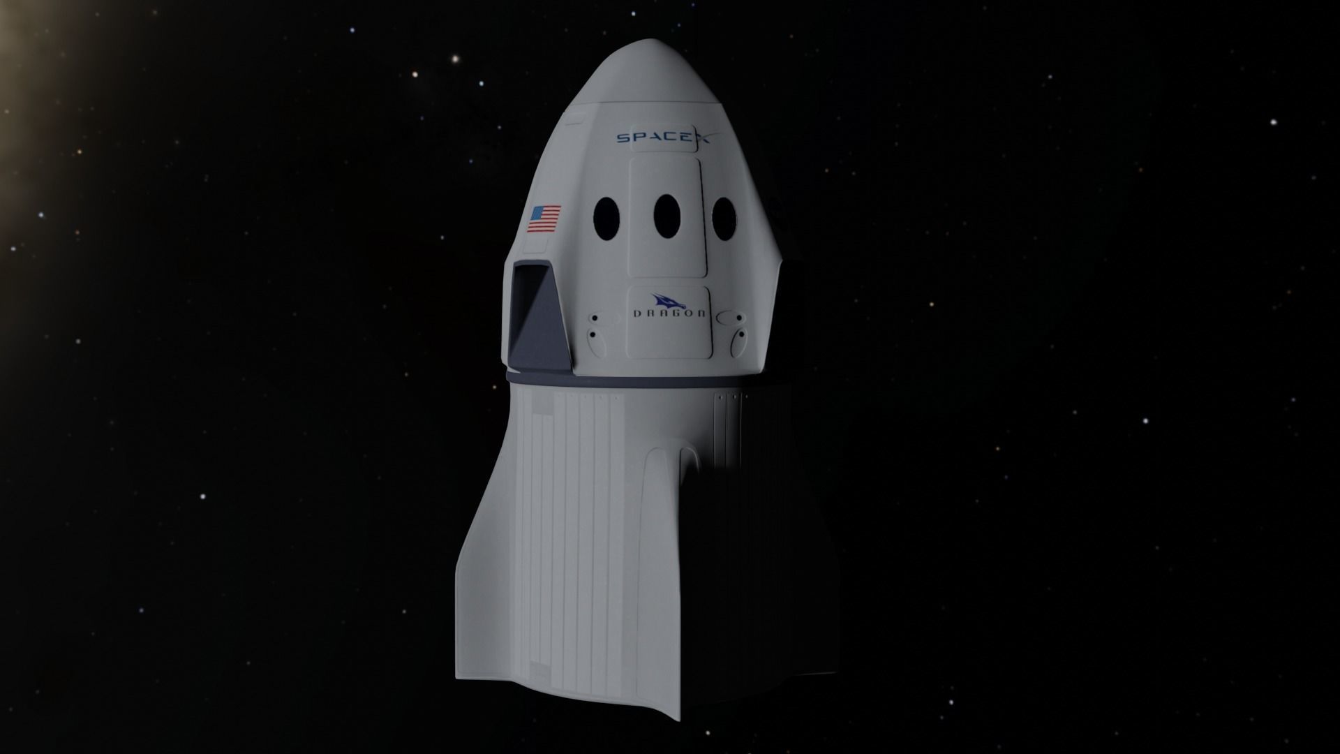 SpaceX Crew Dragon Low-poly 3D model_4