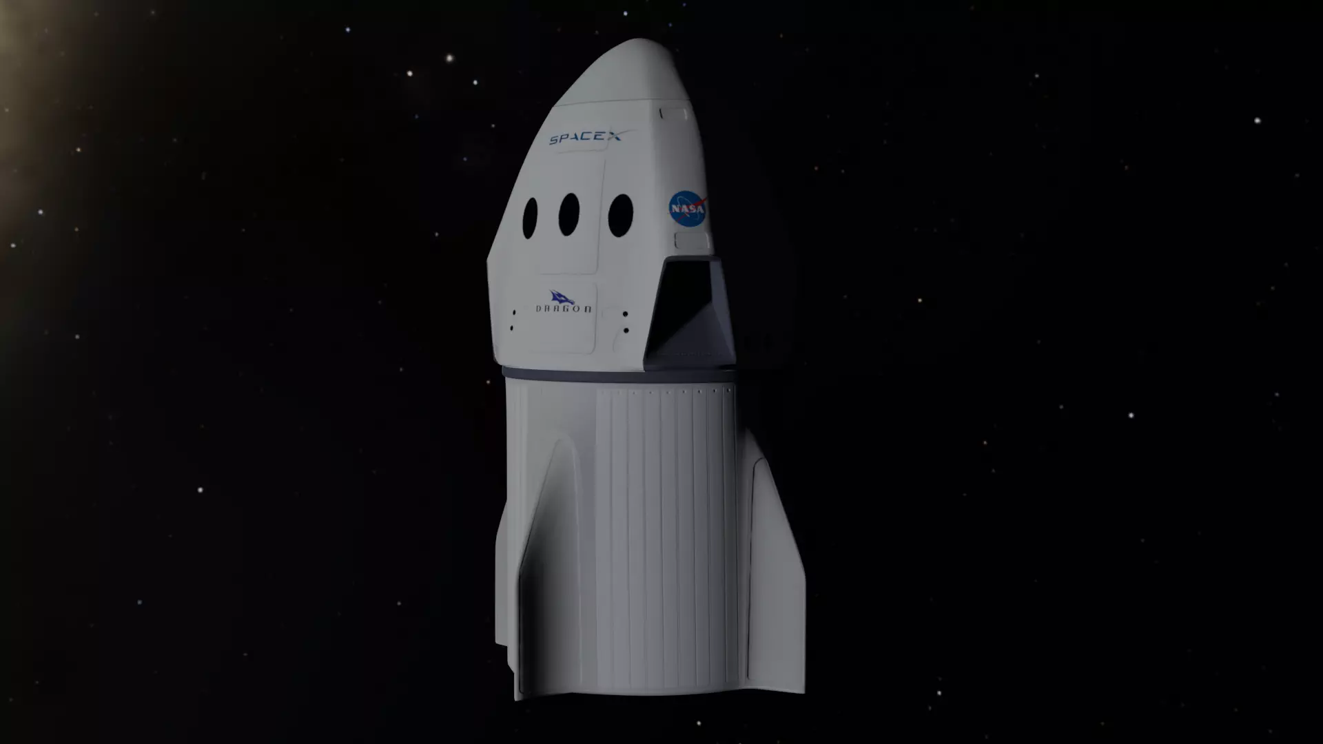 SpaceX Crew Dragon Low-poly 3D model_0