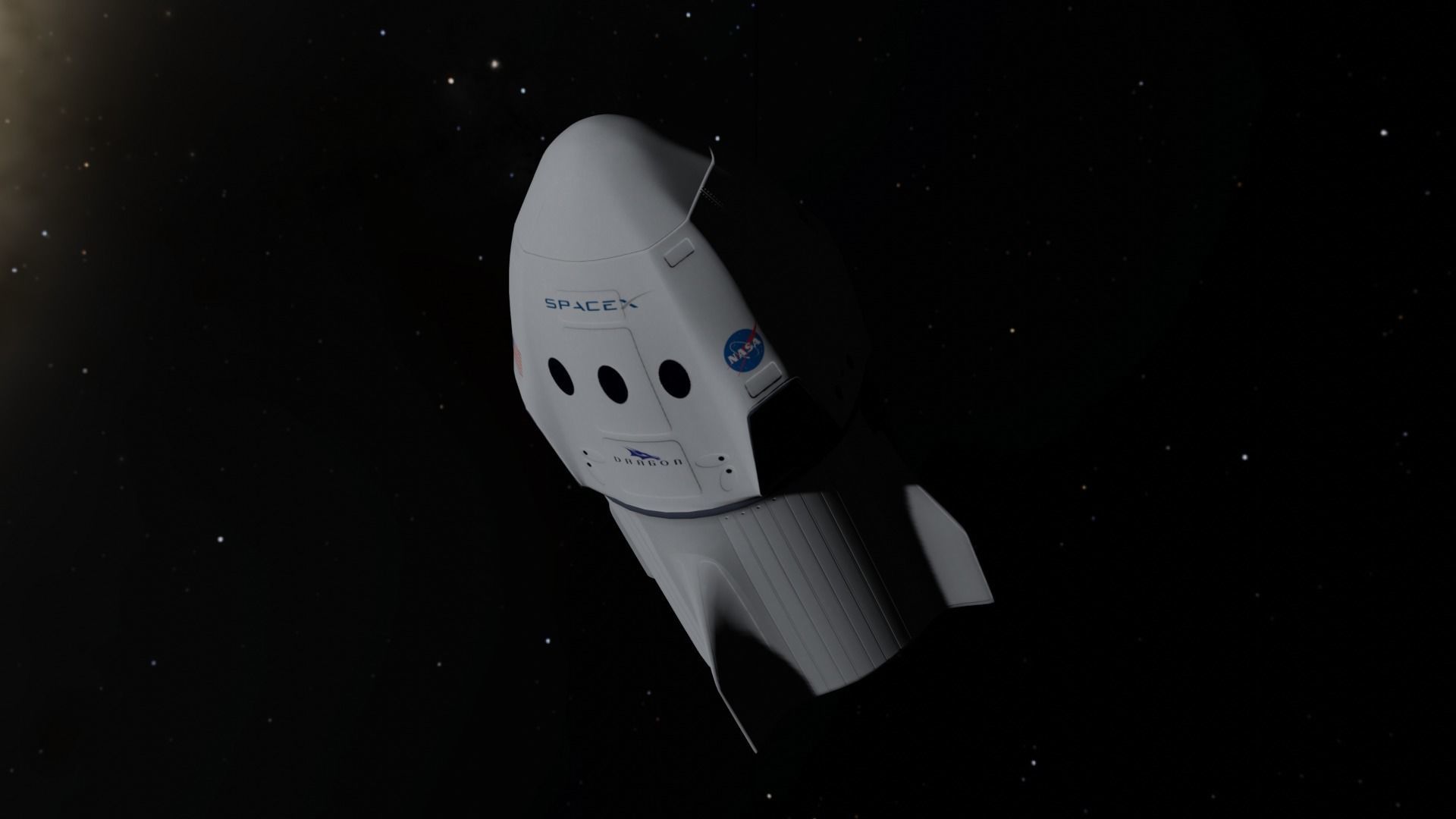 SpaceX Crew Dragon Low-poly 3D model_2