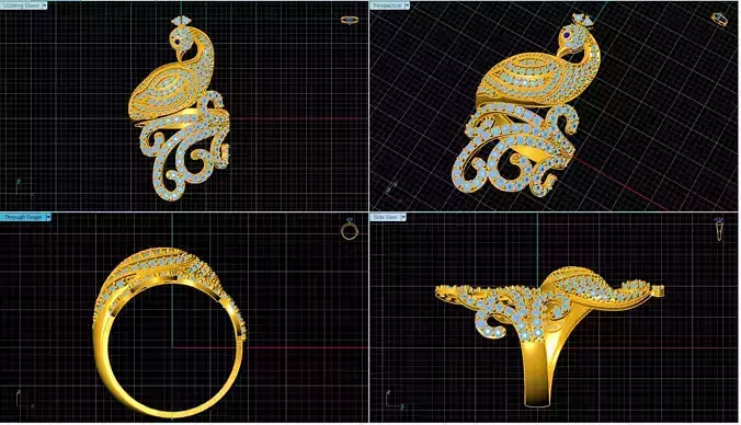 pendent peacock ring