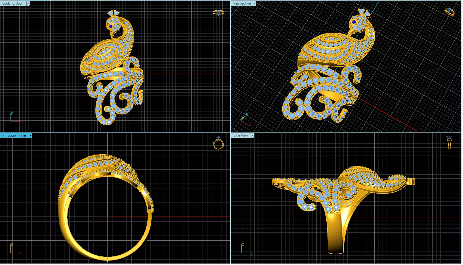 pendent peacock ring 3D print model_0